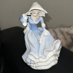 Lenwile Ardalt Handpainted Porcelain Figurine Woman In Blue Dress #3694